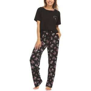 Flora Nikrooz Women 2-piece Super Soft Pajama Set Black XL (14-16) NWT